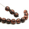 8mm Black with copper rustic finish round czech glass druk beads, 15Pc