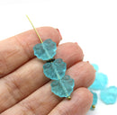11x13mm Frosted blue czech glass maple leaf beads, 10pc