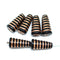 19x10mm Black large cone czech glass beads copper inlays 6pc