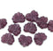 11x13mm Frosted purple czech glass maple leaf beads, 10pc