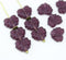 11x13mm Frosted purple czech glass maple leaf beads, 10pc