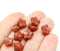 10mm Dark orange picasso czech glass flower caps, 10Pc
