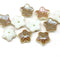 10mm Beige brown czech glass flower caps, 10Pc