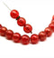 8mm Light red with copper finish round czech glass druk beads, 15Pc