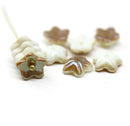 10mm Beige brown czech glass flower caps, 10Pc