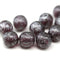 10mm Dark purple silver wash round czech glass druk beads, 10pc