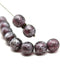 10mm Dark purple silver wash round czech glass druk beads, 10pc