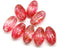 14x8mm Pink on clear oval Large czech glass barrel beads, 8Pc