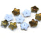 10mm Blue with luster czech glass flower caps, 10Pc