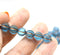 8mm Frosted blue czech glass round beads, Melon shape, 20pc