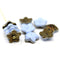10mm Blue with luster czech glass flower caps, 10Pc
