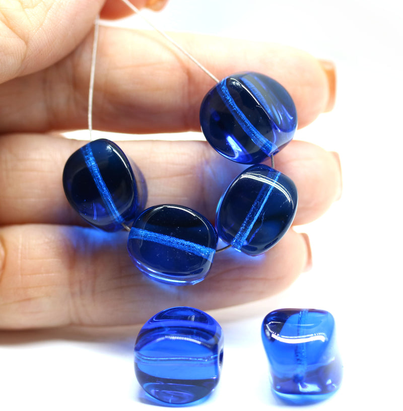 15mm Large oval cube Czech glass beads, 4pc