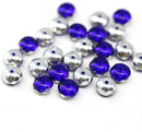 4x7mm Dark blue silver Czech glass rondelle beads 25pc