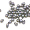 5x7mm Picasso grey purple czech teardrop beads - 30pc