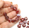 9mm Red glass shell beads gold wash Czech beach seashell beads - 20Pc