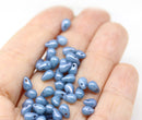 4x6mm Montana blue teardrop czech glass beads 50Pc