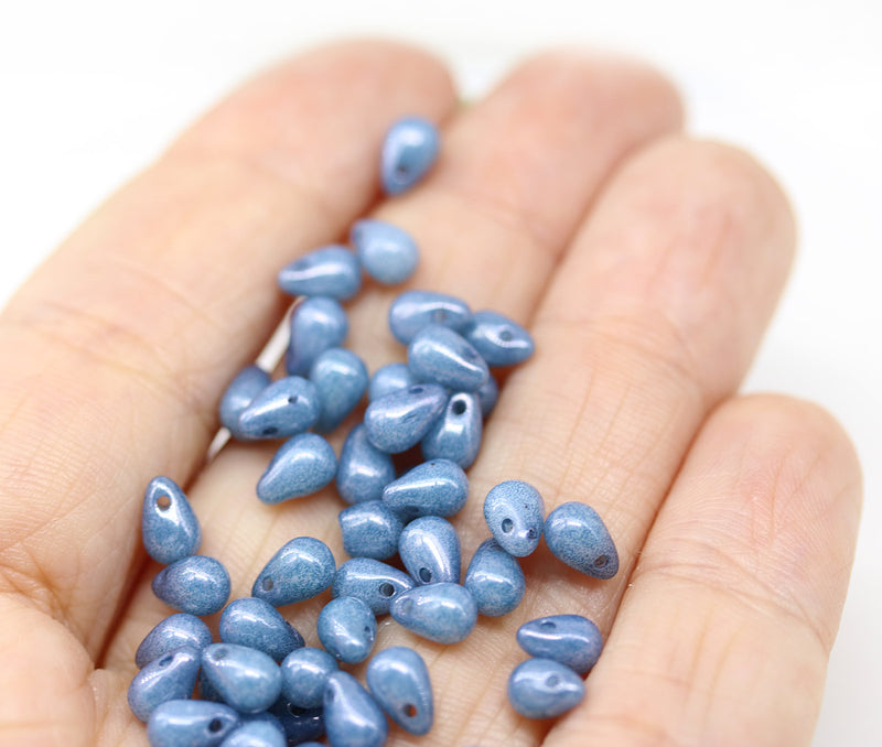 4x6mm Montana blue teardrop czech glass beads 50Pc