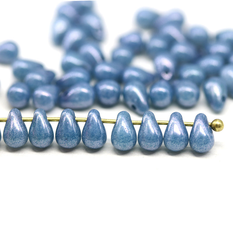 4x6mm Montana blue teardrop czech glass beads 50Pc