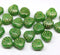 9mm Grass green glass shell beads gold wash Czech beach seashell beads - 20Pc