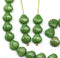 9mm Grass green glass shell beads gold wash Czech beach seashell beads - 20Pc