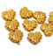 11x13mm Orange maple leaf beads, Czech glass leaves, gold wash 10pc