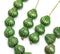 9mm Grass green glass shell beads gold wash Czech beach seashell beads - 20Pc