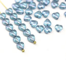 6mm Montana blue heart Czech glass beads, 40pc