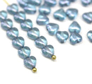 6mm Montana blue heart Czech glass beads, 40pc