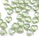 6mm Antique green heart Czech glass beads, 40pc