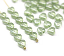 6mm Antique green heart Czech glass beads, 40pc