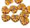 11x13mm Orange maple leaf beads, Czech glass leaves, brown inlays 10pc