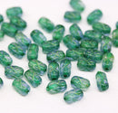 6x4mm Green czech glass rice beads 50pc