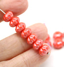6x9mm Light red pumpkin rondelle Czech glass beads