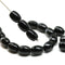 9x7mm Jet black czech glass rice oval beads - 20pc