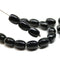 9x7mm Jet black czech glass rice oval beads - 20pc