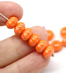 6x9mm Orange pumpkin rondelle Czech glass beads luster