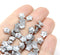 7mm Silver flower bead caps Czech glass small floral beads, 50Pc