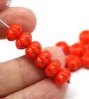 6x9mm Red pumpkin rondelle Czech glass beads, copper inlays