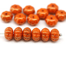 6x9mm Rustic orange pumpkin rondelle Czech glass beads