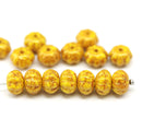 6x9mm Ocher Yellow pumpkin rondelle rustic Czech glass beads