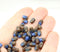 6x4mm Blue brown czech glass rice beads 50pc