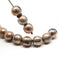 8mm Gray round czech glass druk pressed beads, copper finish, 15pc