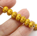 6x9mm Ocher Yellow pumpkin rondelle rustic Czech glass beads