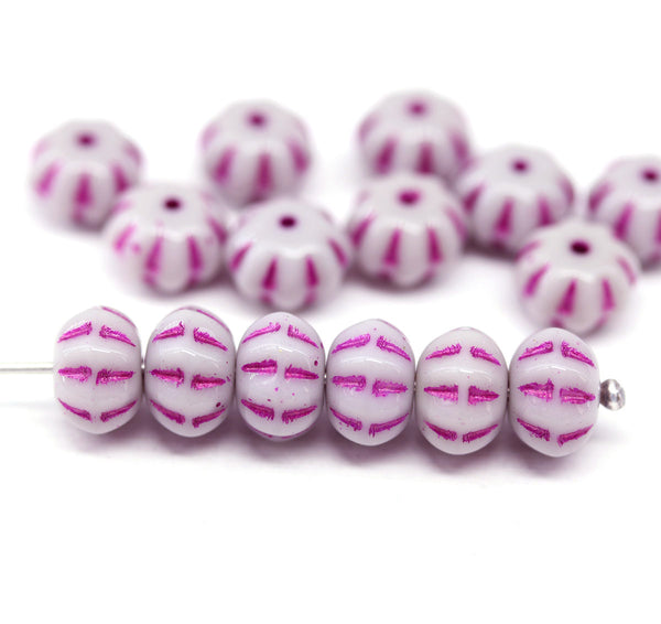 6x9mm Light purple pink inlays pumpkin rondelle Czech glass beads