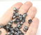 7mm Gray silver flower bead caps Czech glass small floral beads, 50Pc