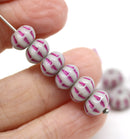 6x9mm Light purple pink inlays pumpkin rondelle Czech glass beads