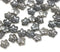 7mm Gray silver flower bead caps Czech glass small floral beads, 50Pc