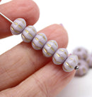 6x9mm Light purple gold inlays pumpkin rondelle Czech glass beads