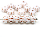 6x9mm White copper inlays pumpkin rondelle Czech glass beads