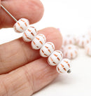 6x9mm White copper inlays pumpkin rondelle Czech glass beads